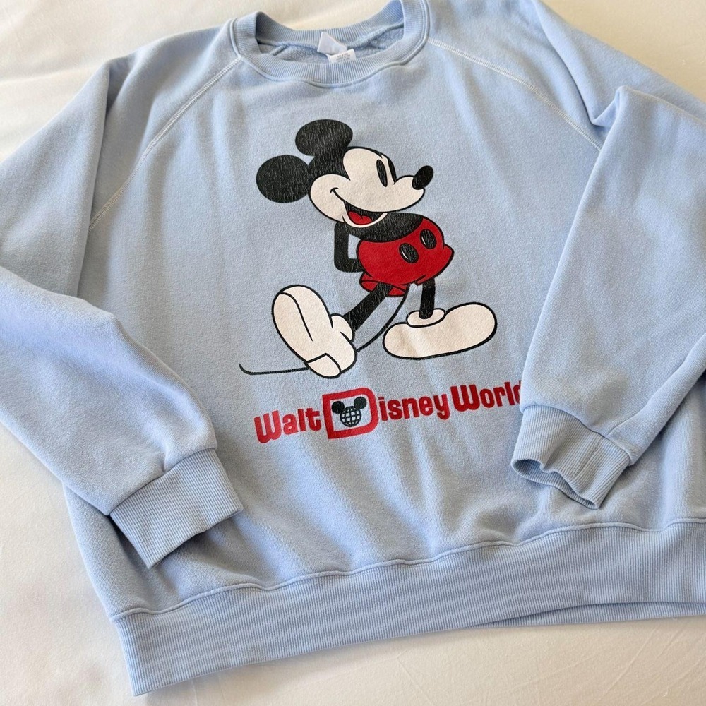 Disney Parks Walt Disney World Mickey Mouse Raglan Sweatshirt Blue Large